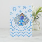 American Mermaid Shell Het is een meisje Kaart (Staand voorkant)