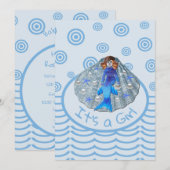 American Mermaid Shell Het is een meisje Kaart (Voorkant / Achterkant)
