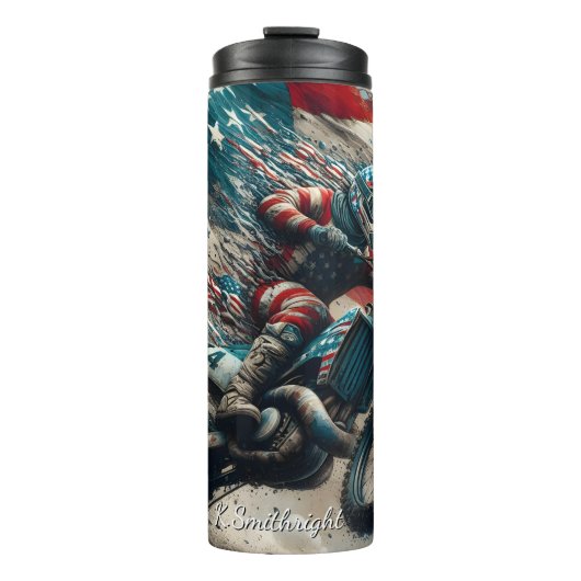 American Motocross Flag Art Print Thermosbeker (Voorkant)