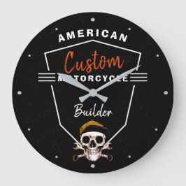 American Motorcycle Builder Custom Mechanic Skull Grote Klok