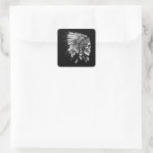 American Motorcycle Skull Native Indian Eagle Chie Vierkante Sticker (Tas)