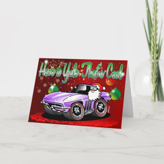 American Muscle Car Santa Xmas Card Feestdagen Kaart (Voorkant)