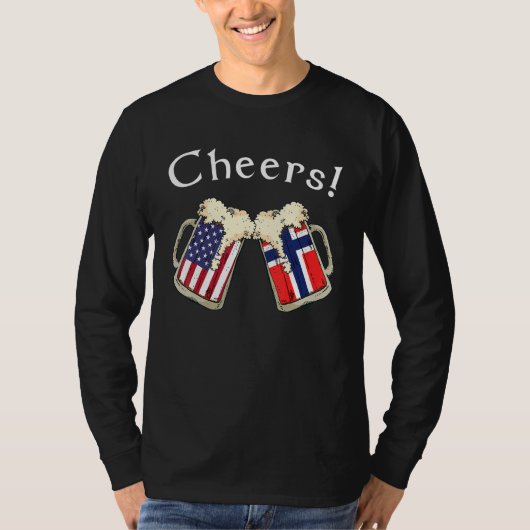 American Norwegian Patriot US Flag Beer Drinks Nor T-shirt (Voorkant)