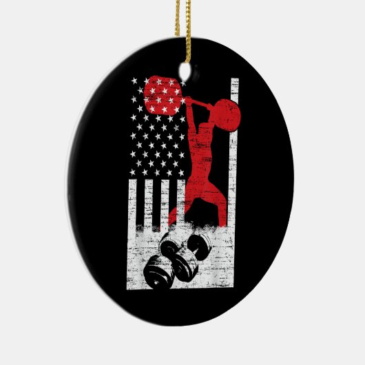 American Olympic Weightlift Keramisch Ornament (Rechts)