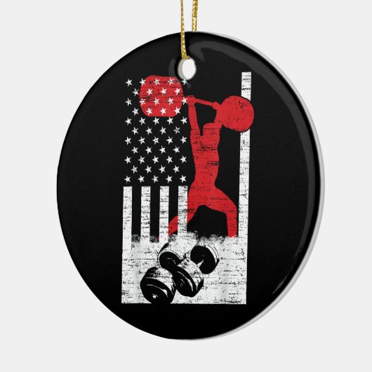 American Olympic Weightlift Keramisch Ornament (Links)
