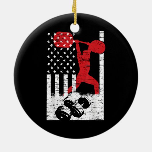 American Olympic Weightlift Keramisch Ornament (Achterkant)
