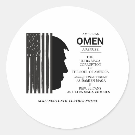 American Omen In Black Ronde Sticker (Voorkant)