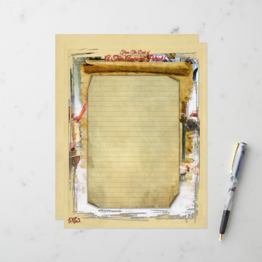 American Patriot Briefpapier papierblad 8.5x11 (Voorkant / Achterkant in situ)