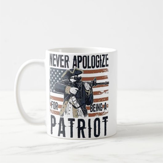 American Patriot "Never Apologize" Minutemen Koffiemok (Links)