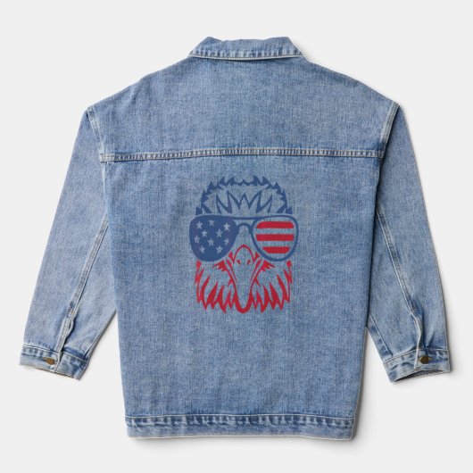 American Patriotic Eagle 4th juli Cool USA vlag EA Denim Jacket (Achterkant)