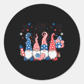 American Patriotic Gnomes Usa Independence Day 4th Ronde Sticker (Voorkant)