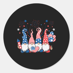American Patriotic Gnomes Usa Independence Day 4th Ronde Sticker