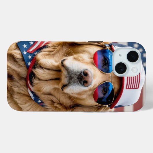 American Patriotic Golden Retriever Case-Mate iPhone Case (Achterkant (horizontaal))