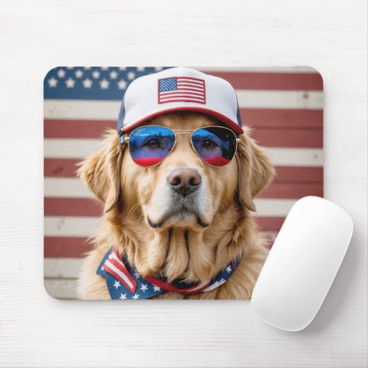 American Patriotic Golden Retriever Muismat (Met muis)