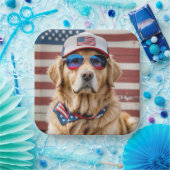 American Patriotic Golden Retriever Papieren Bordje (Feest)