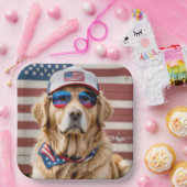 American Patriotic Golden Retriever Papieren Bordje (Feest)