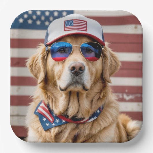 American Patriotic Golden Retriever Papieren Bordje (Voorkant)