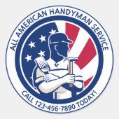 American Patriotic Handyman Adverteren Ronde Sticker (Voorkant)