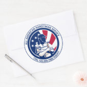 American Patriotic Handyman Adverteren Ronde Sticker (Envelop)