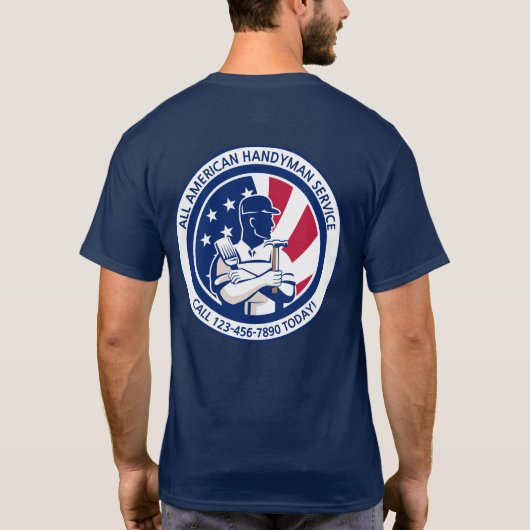 American Patriotic Handyman Adverteren T-shirt (Achterkant)