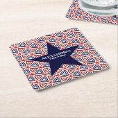 American Patriotic Red White Blue Star Patroon Kartonnen Onderzetters (Schuin)
