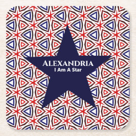 American Patriotic Red White Blue Star Patroon Kartonnen Onderzetters