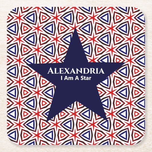 American Patriotic Red White Blue Star Patroon Kartonnen Onderzetters (Voorkant)