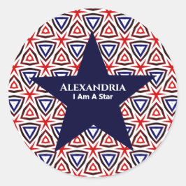 American Patriotic Red White Blue Star Patroon Ronde Sticker