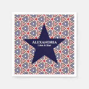 American Patriotic Red White Blue Star Patroon Servet