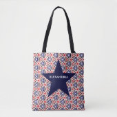 American Patriotic Red White Blue Star Patroon Tote Bag (Voorkant)