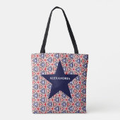 American Patriotic Red White Blue Star Patroon Tote Bag (Achterkant)