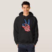American Peace Flag  Patriotic 4th of July Hand Si Hoodie (Voorkant volledig)
