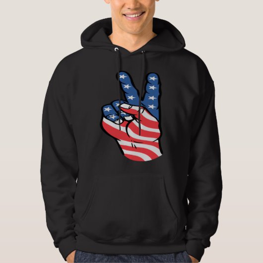 American Peace Flag  Patriotic 4th of July Hand Si Hoodie (Voorkant)