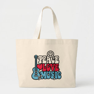 American Peace Love Music Grote Tote Bag