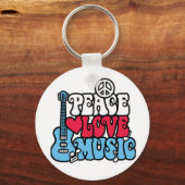 American Peace Love Music Sleutelhanger (Voorkant)