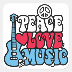 American Peace Love Music Vierkante Sticker