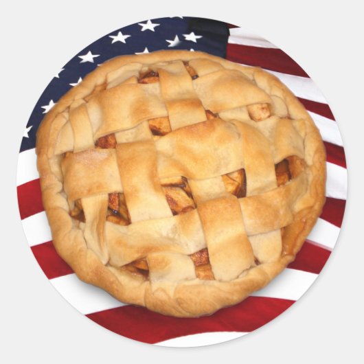 American Pie (Apple Pie met Amerikaanse vlag) Ronde Sticker (Voorkant)
