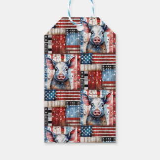 American Pig Boerderij volkskunst Cadeaulabel