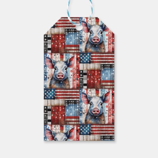 American Pig Boerderij volkskunst Cadeaulabel (Voorkant)