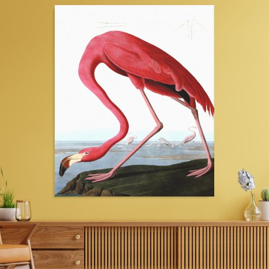American Pink Flamingo Gift Lover| Schets Flamingo Canvas Afdruk (Insitu (Woonkamer))