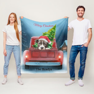 American Pit Bull in Kerst Truck Vakanties Fleece Deken