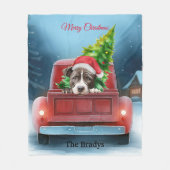 American Pit Bull in Kerst Truck Vakanties Fleece Deken (Voorkant)