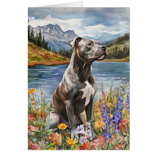 American Pit Bull Terrier - 5" x 7" Art Kaart (Voorkant)