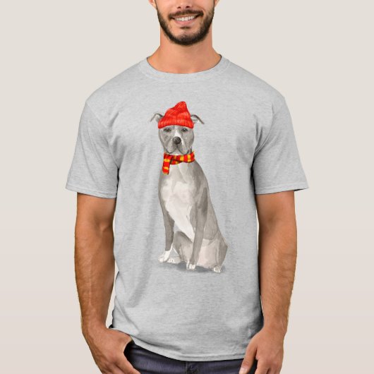 American Pit Bull Terrier Grappige Kersthond T-shirt (Voorkant)