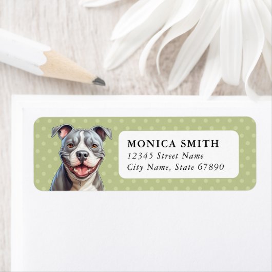 American Pit Bull Terrier Hond Retouradres Label (Insitu)