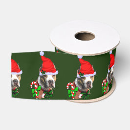 American Pit Bull Terrier Kerst Merry Grosgrain Lint