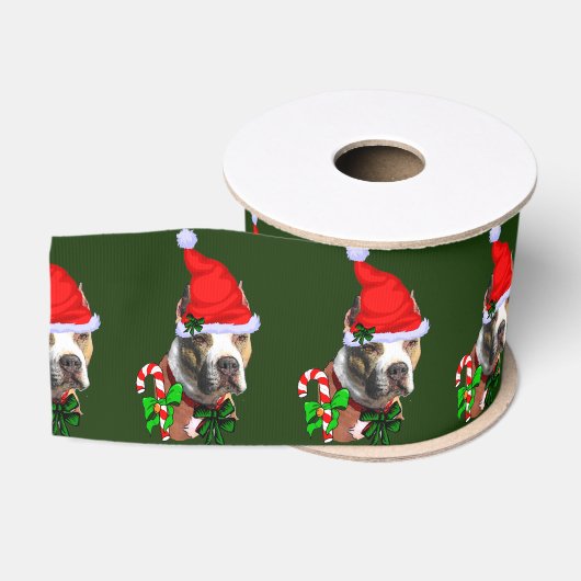 American Pit Bull Terrier Kerst Merry Grosgrain Lint (Spoel)