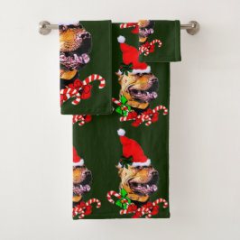 American Pit Bull Terrier Kerstmis Bad Handdoek