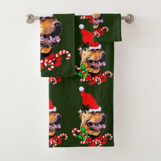 American Pit Bull Terrier Kerstmis Bad Handdoek (Insitu)