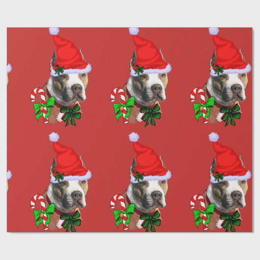 American Pit Bull Terrier Kerstmis Cadeaupapier (Vlak)